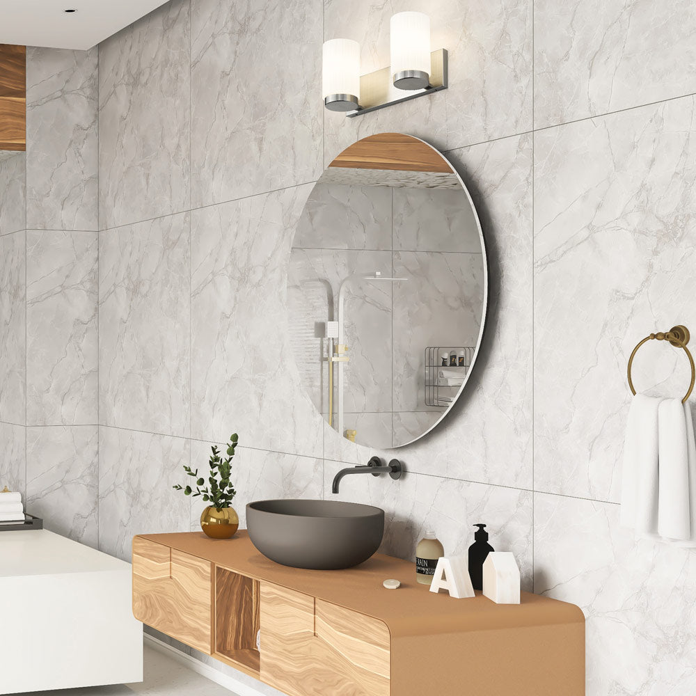 Burk Bath Vanity Light in bathroom.