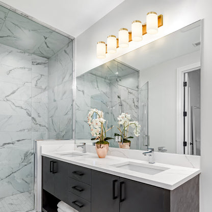 Burk Bath Vanity Light in bathroom.