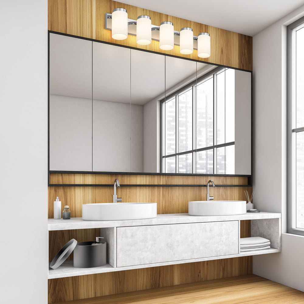 Burk Bath Vanity Light in bathroom.