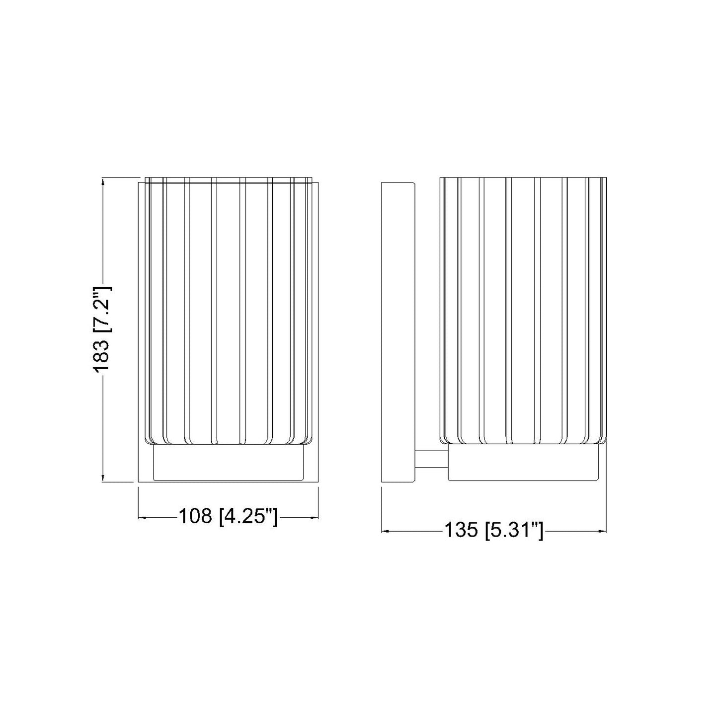 Burk Bath Wall Light - line drawing.