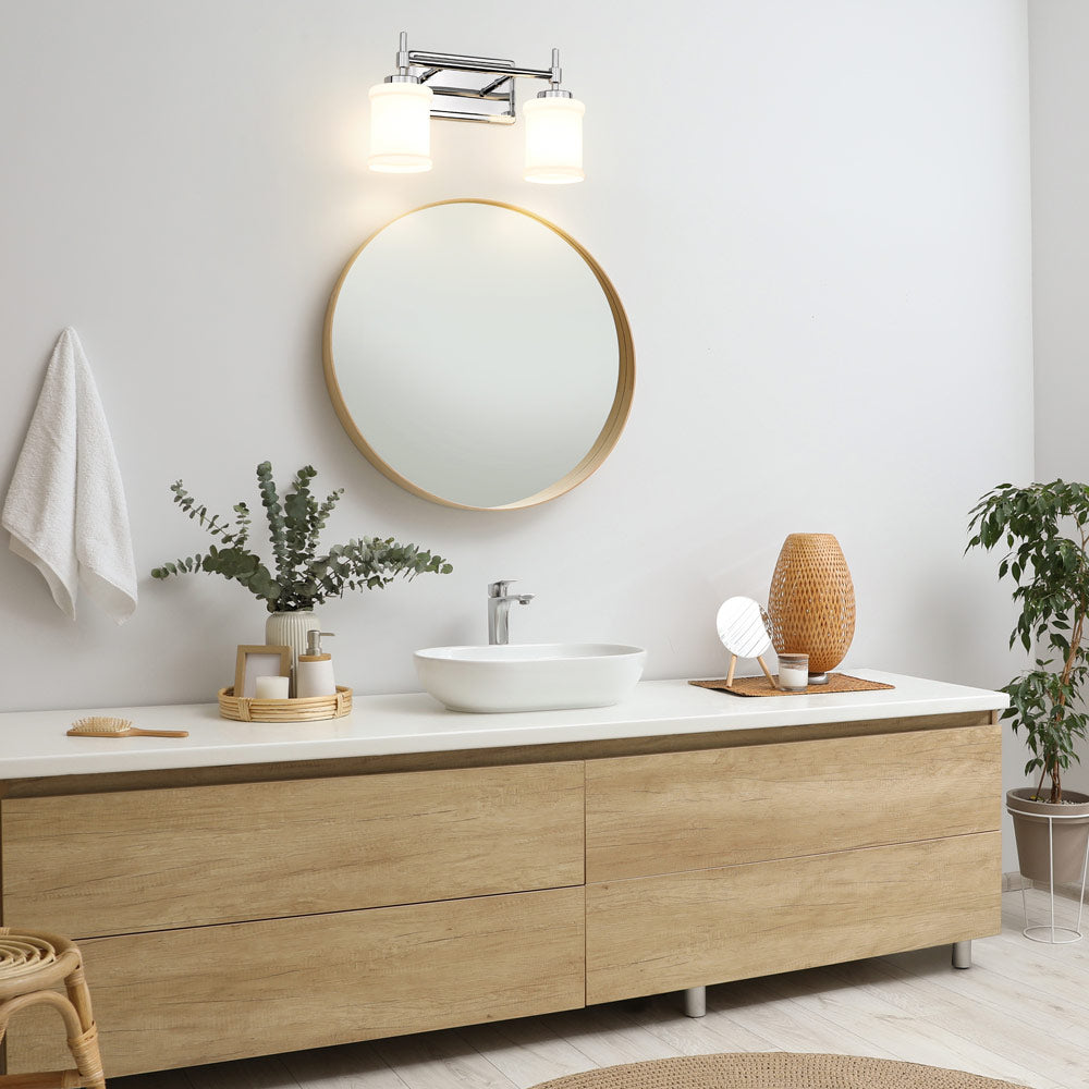 Cadoc Bath Vanity Light in bathroom.