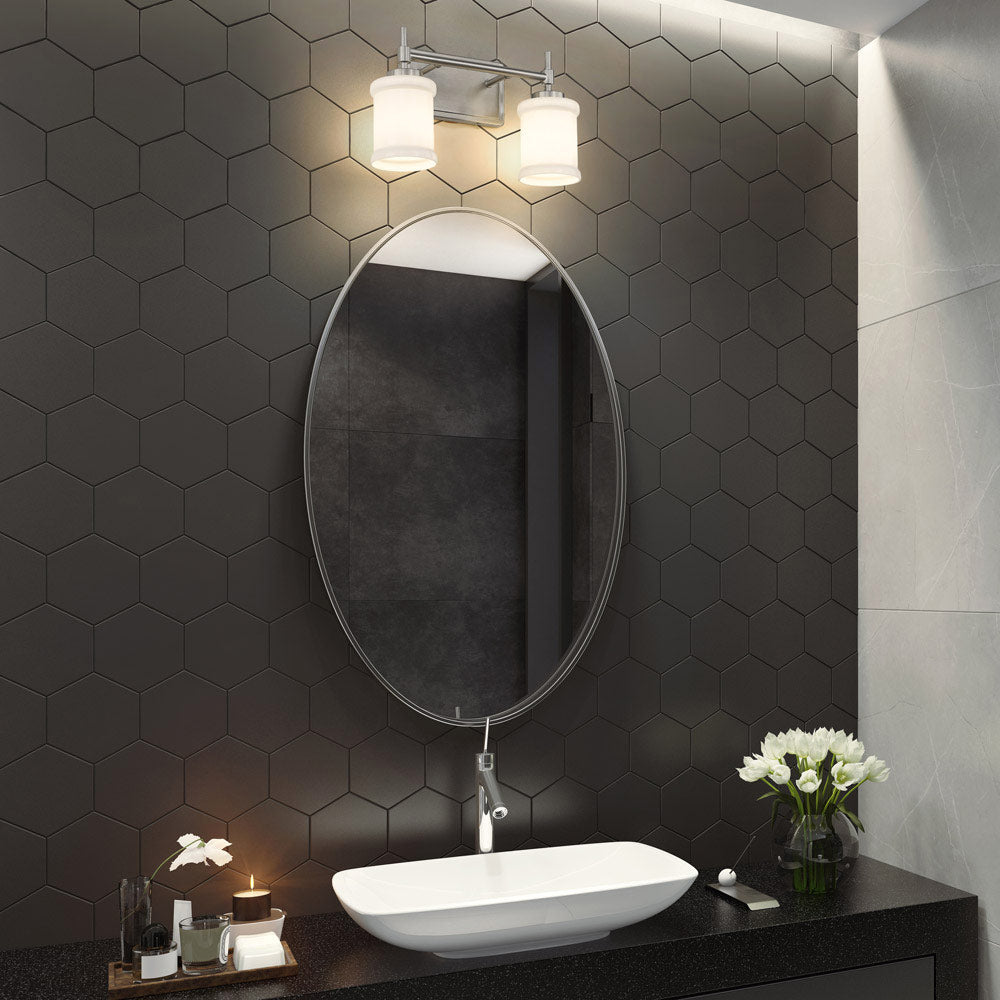 Cadoc Bath Vanity Light in bathroom.