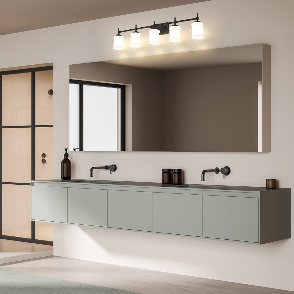 Cadoc Bath Vanity Light in bathroom.