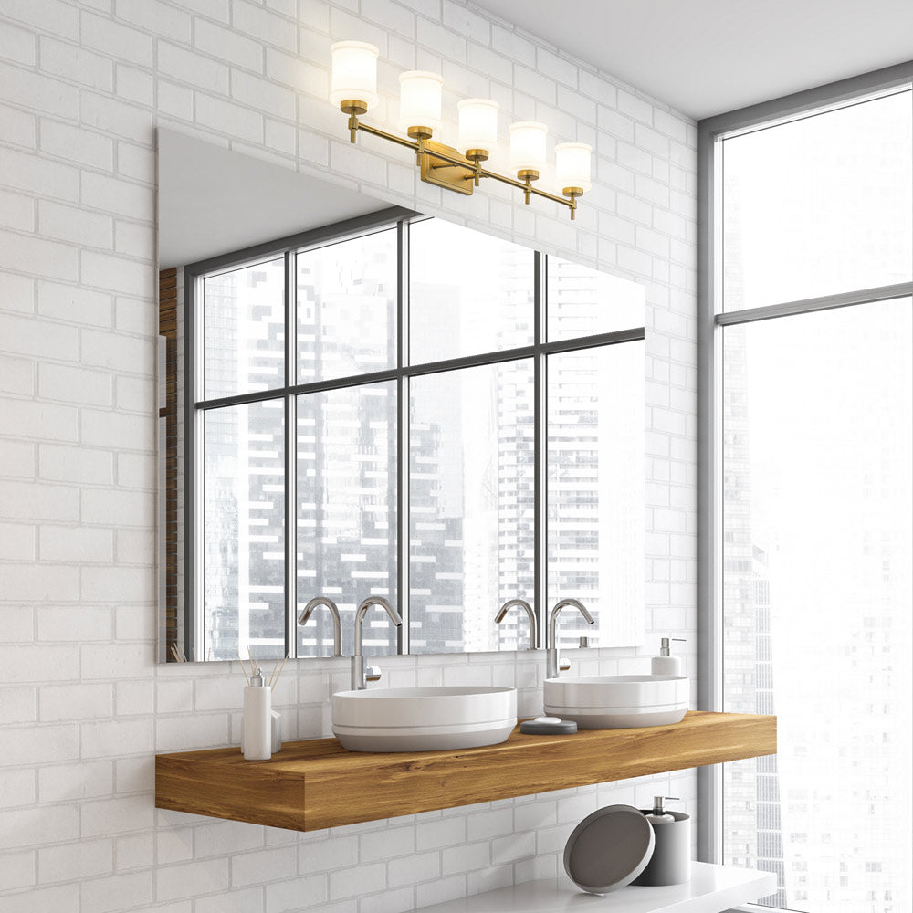 Cadoc Bath Vanity Light in bathroom.