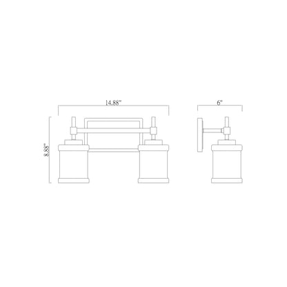 Cadoc Bath Vanity Light - line drawing.