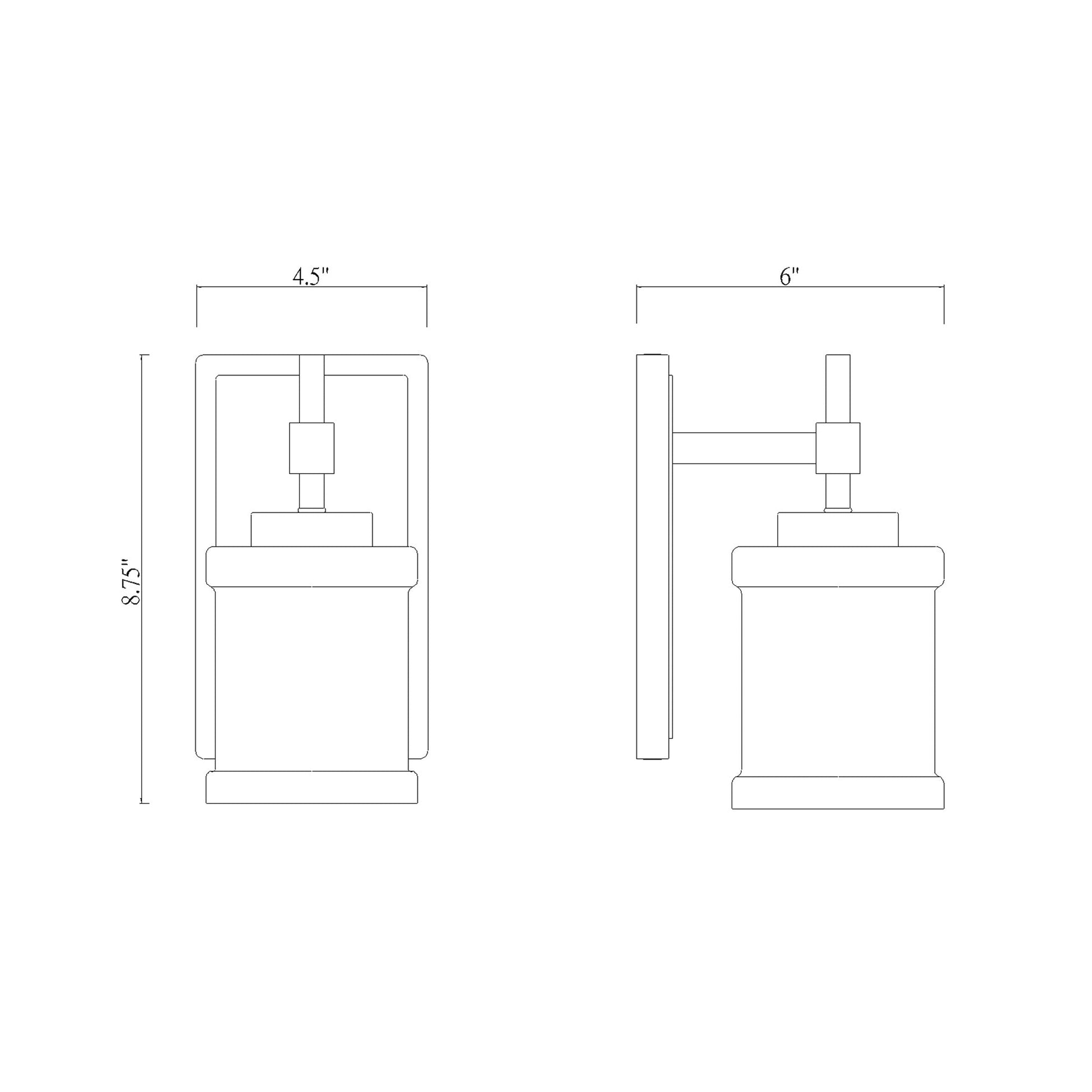 Cadoc Bath Wall Light - line drawing.