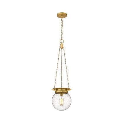 Calhoun Pendant Light in Heritage Brass/Clear Seedy (Small).