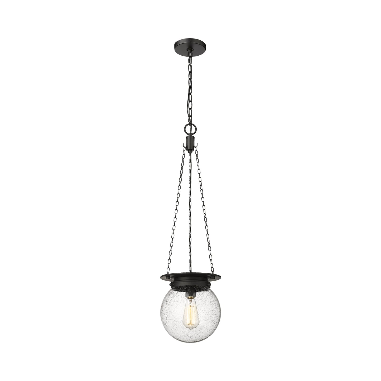 Calhoun Pendant Light in Matte Black/Clear Seedy (Small).