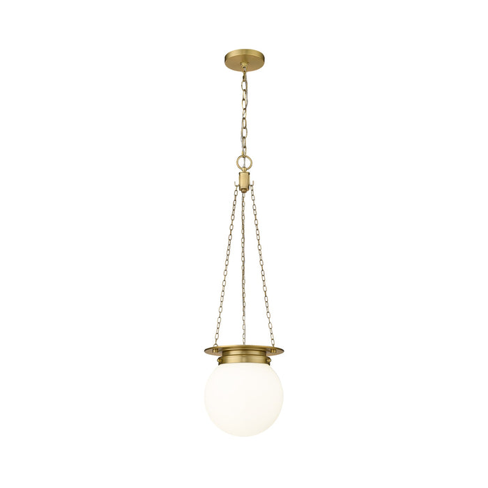 Calhoun Pendant Light in Heritage Brass/White Opal (Small).