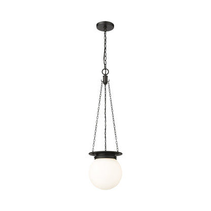 Calhoun Pendant Light in Matte Black/White Opal (Small).