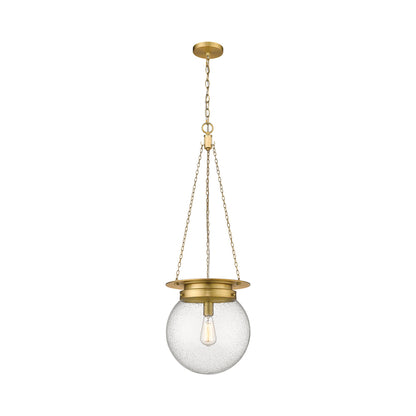 Calhoun Pendant Light in Heritage Brass/Clear Seedy (Large).