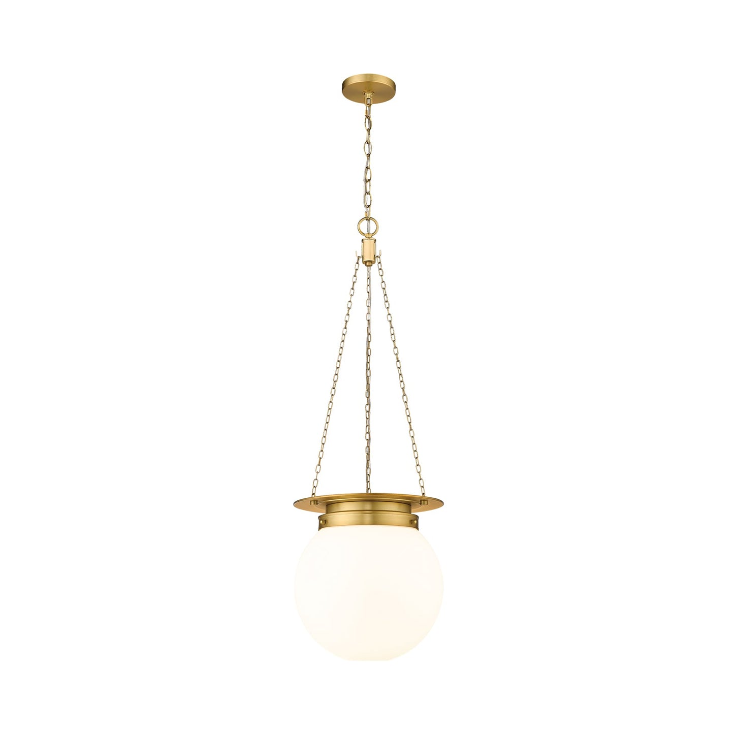 Calhoun Pendant Light in Heritage Brass/White Opal (Large).