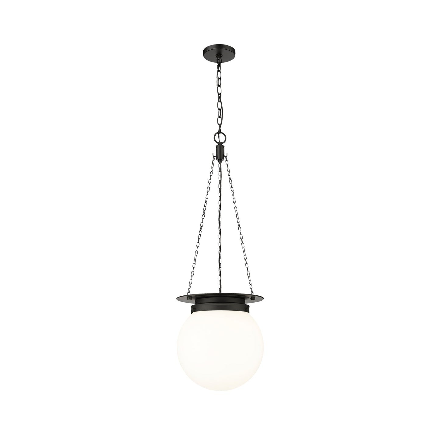 Calhoun Pendant Light in Matte Black/White Opal (Large).