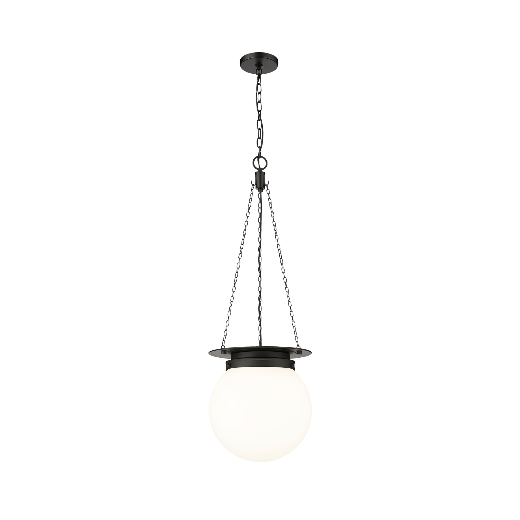 Calhoun Pendant Light in Matte Black/White Opal (Large).