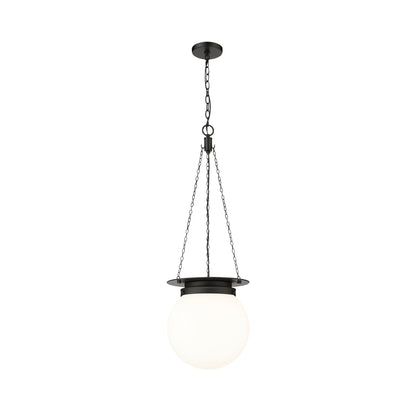 Calhoun Pendant Light in Matte Black/White Opal (Large).