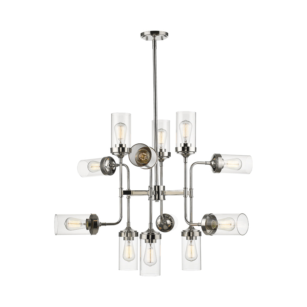 Calliope Chandelier in Polished Nickel (12-Light).