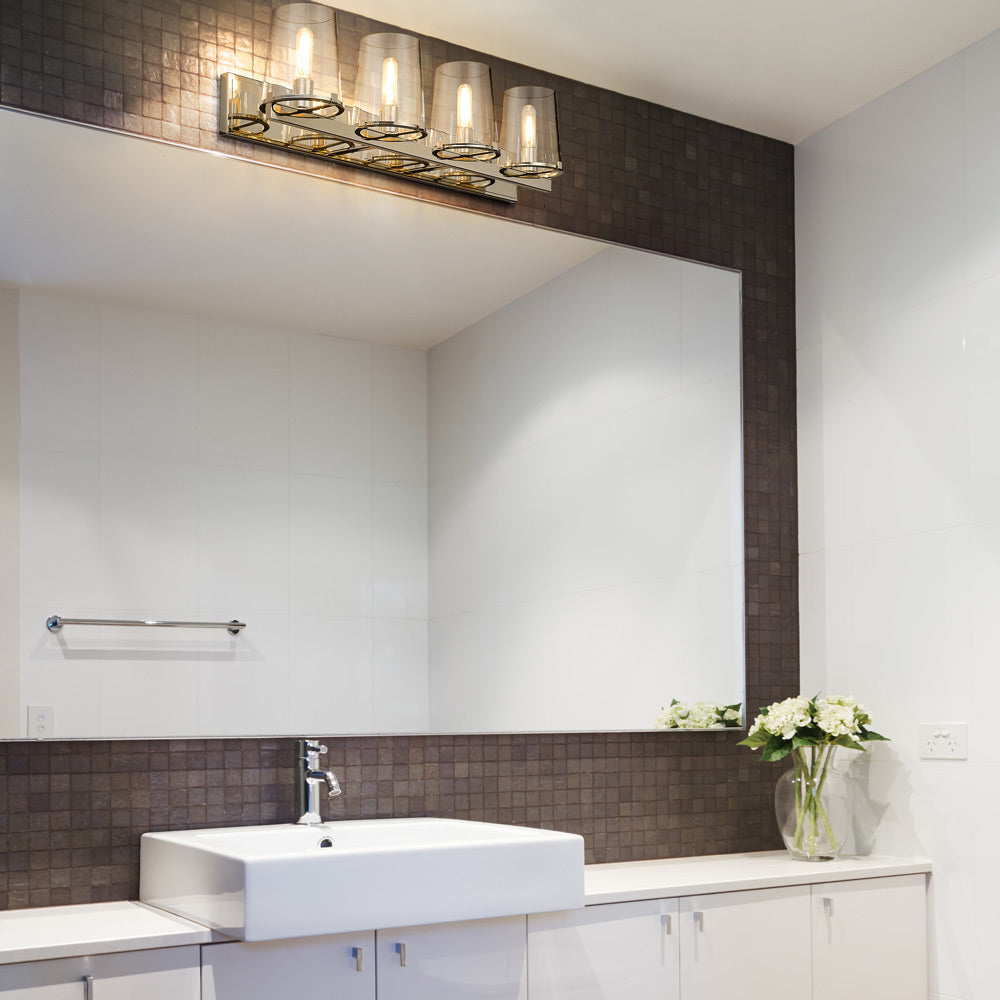 Callista Bath Vanity Light in bathroom.
