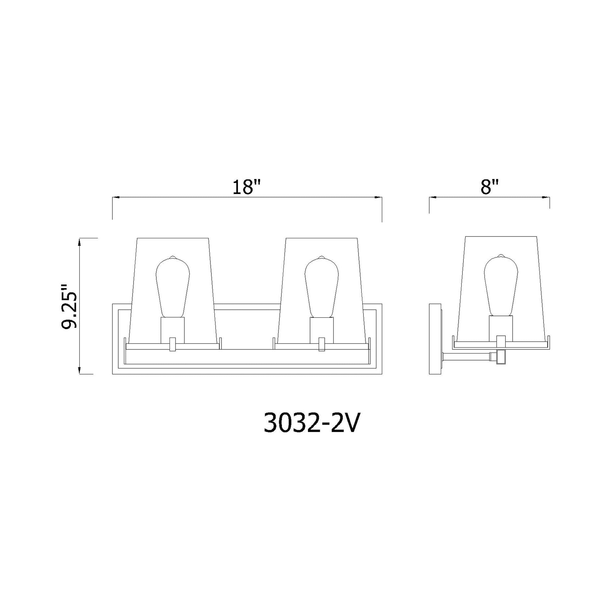 Callista Bath Vanity Light - line drawing.