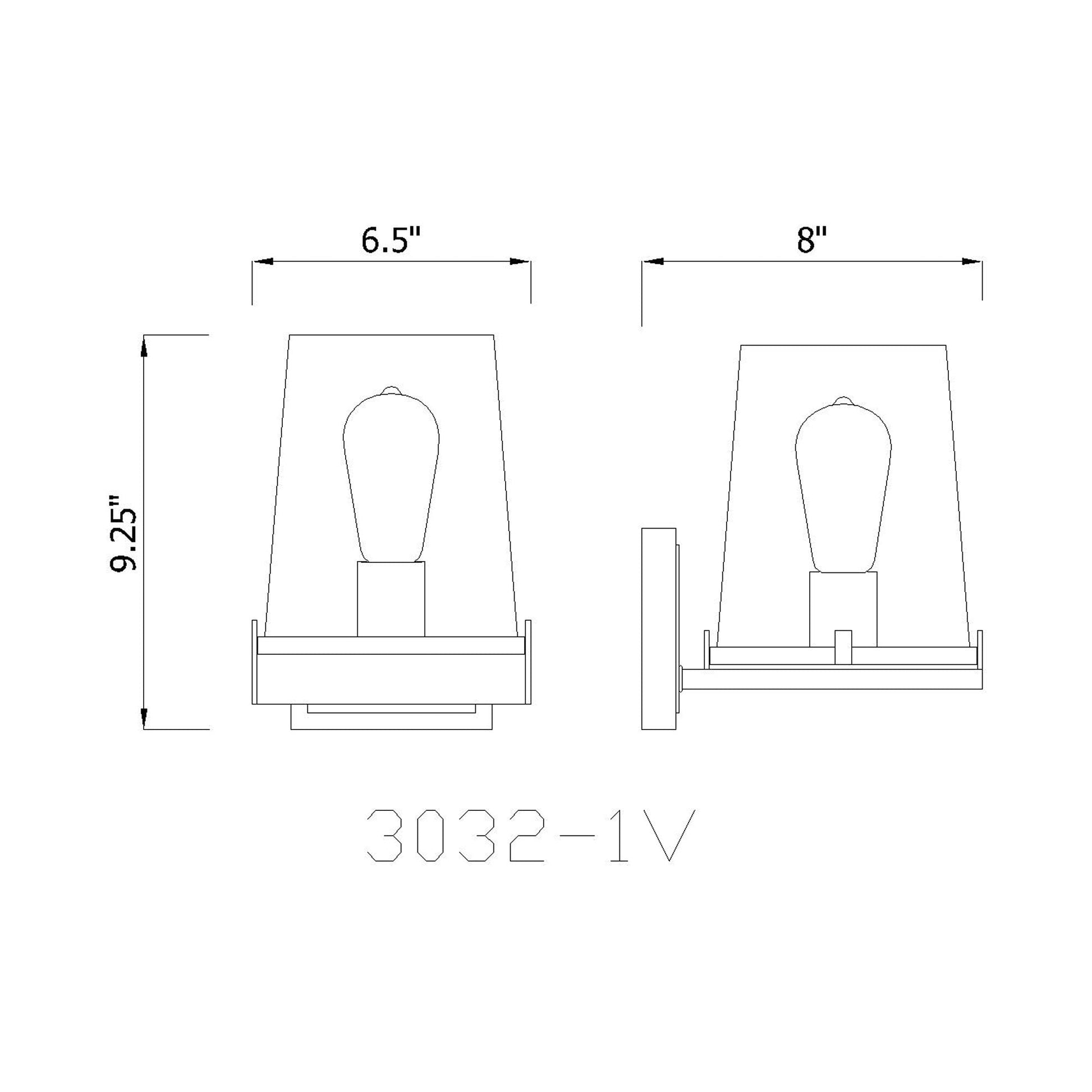 Callista Bath Wall Light - line drawing.