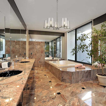 Callista Chandelier in bathroom.