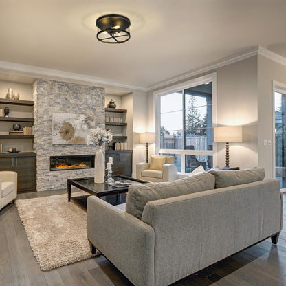 Callista Flush Mount Ceiling Light in living room.