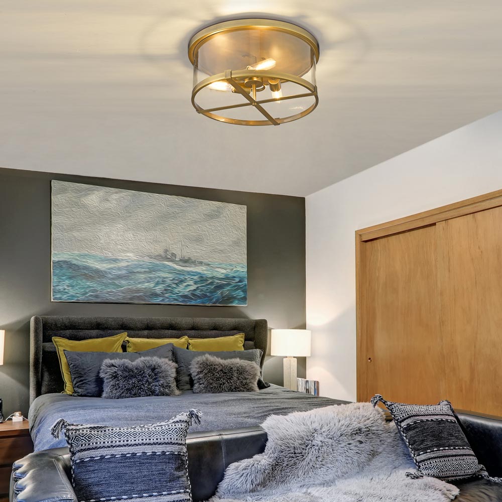 Callista Flush Mount Ceiling Light in bedroom.