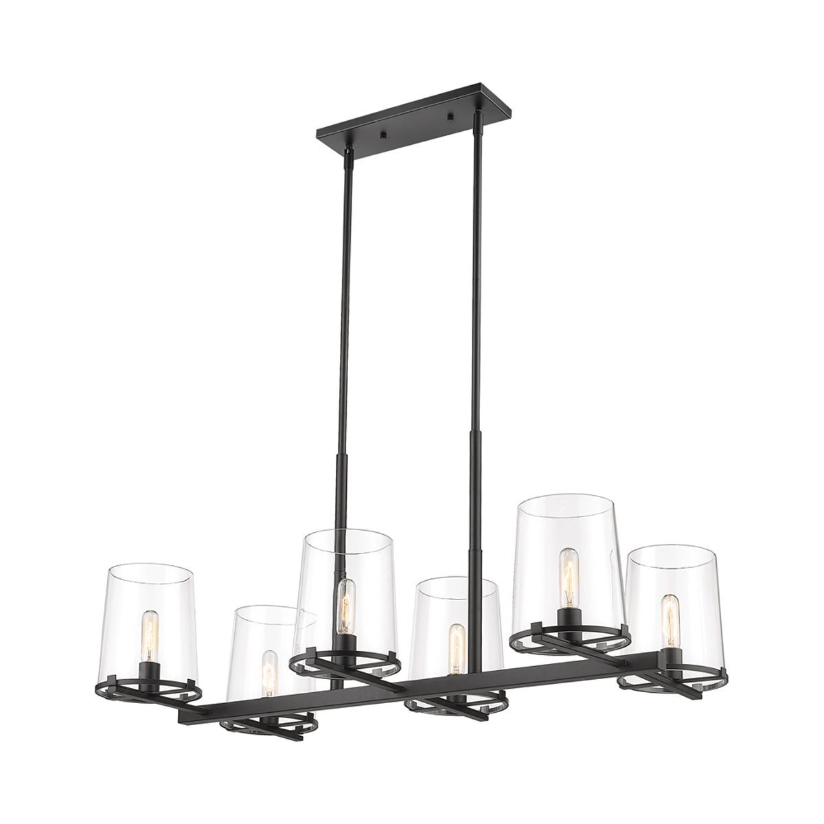 Callista Linear Chandelier in Matte Black (6-Light).