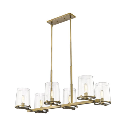 Callista Linear Chandelier in Rubbed Brass (6-Light).