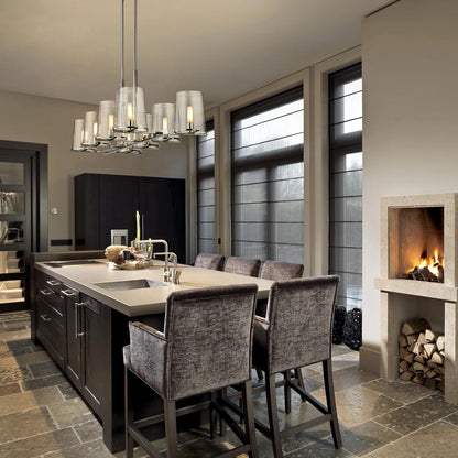 Callista Linear Chandelier in kitchen.