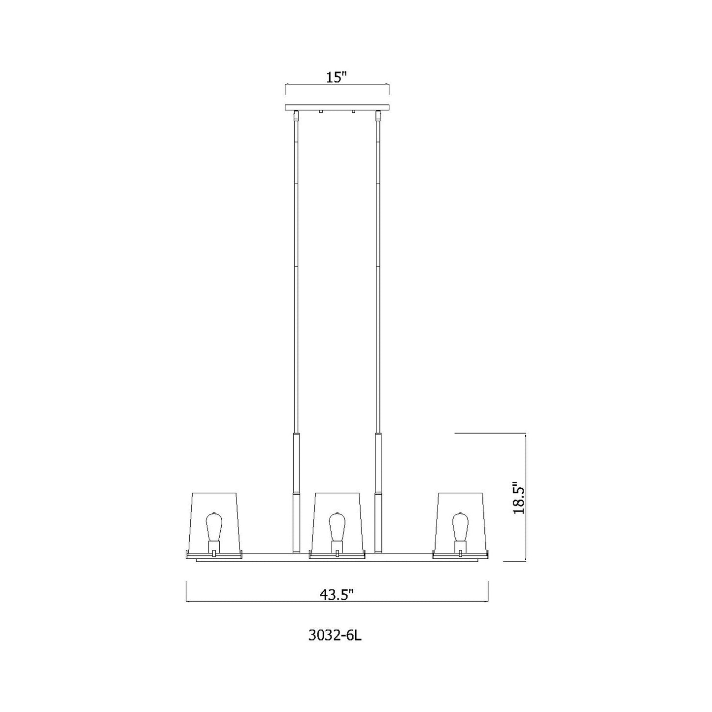 Callista Linear Chandelier - line drawing.