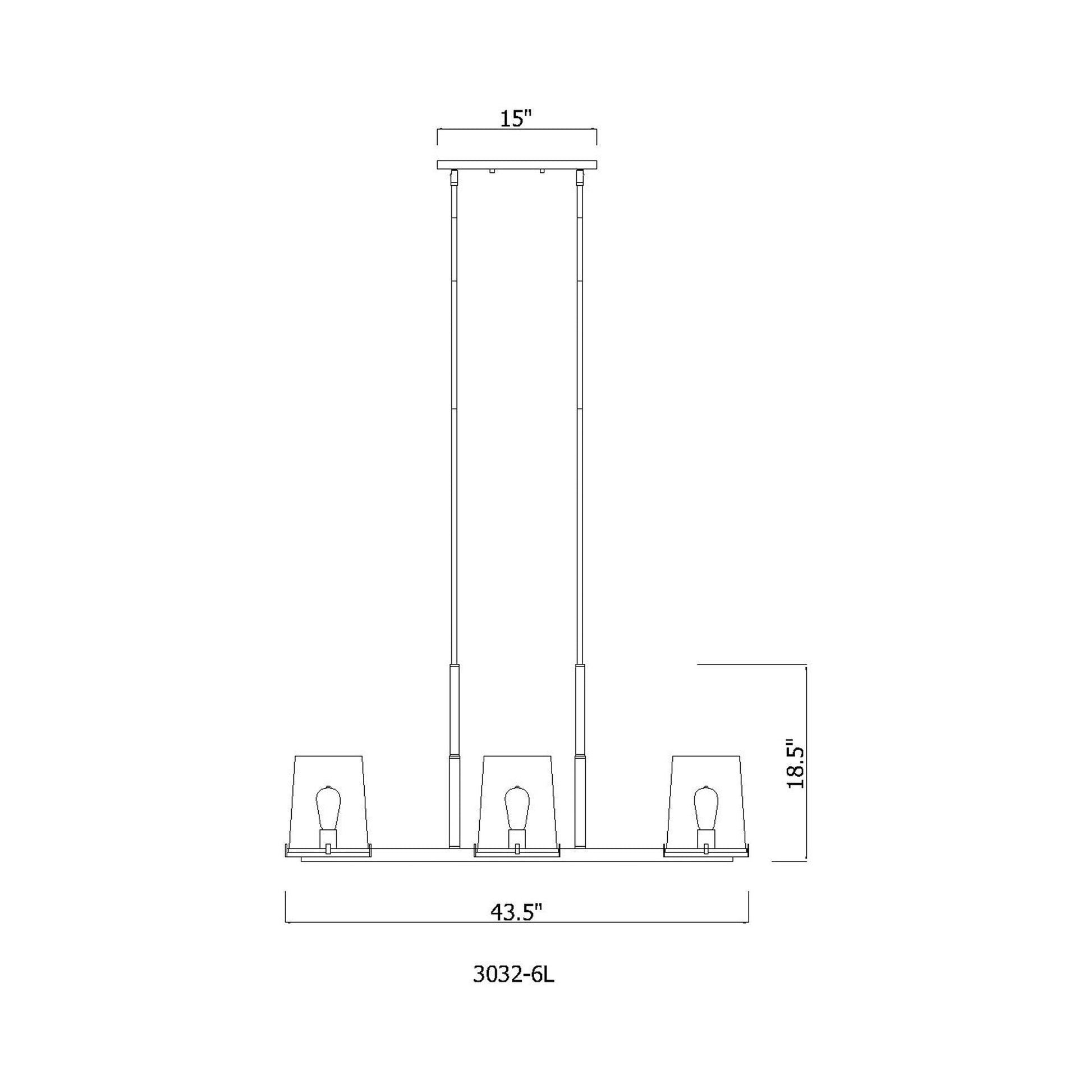 Callista Linear Chandelier - line drawing.