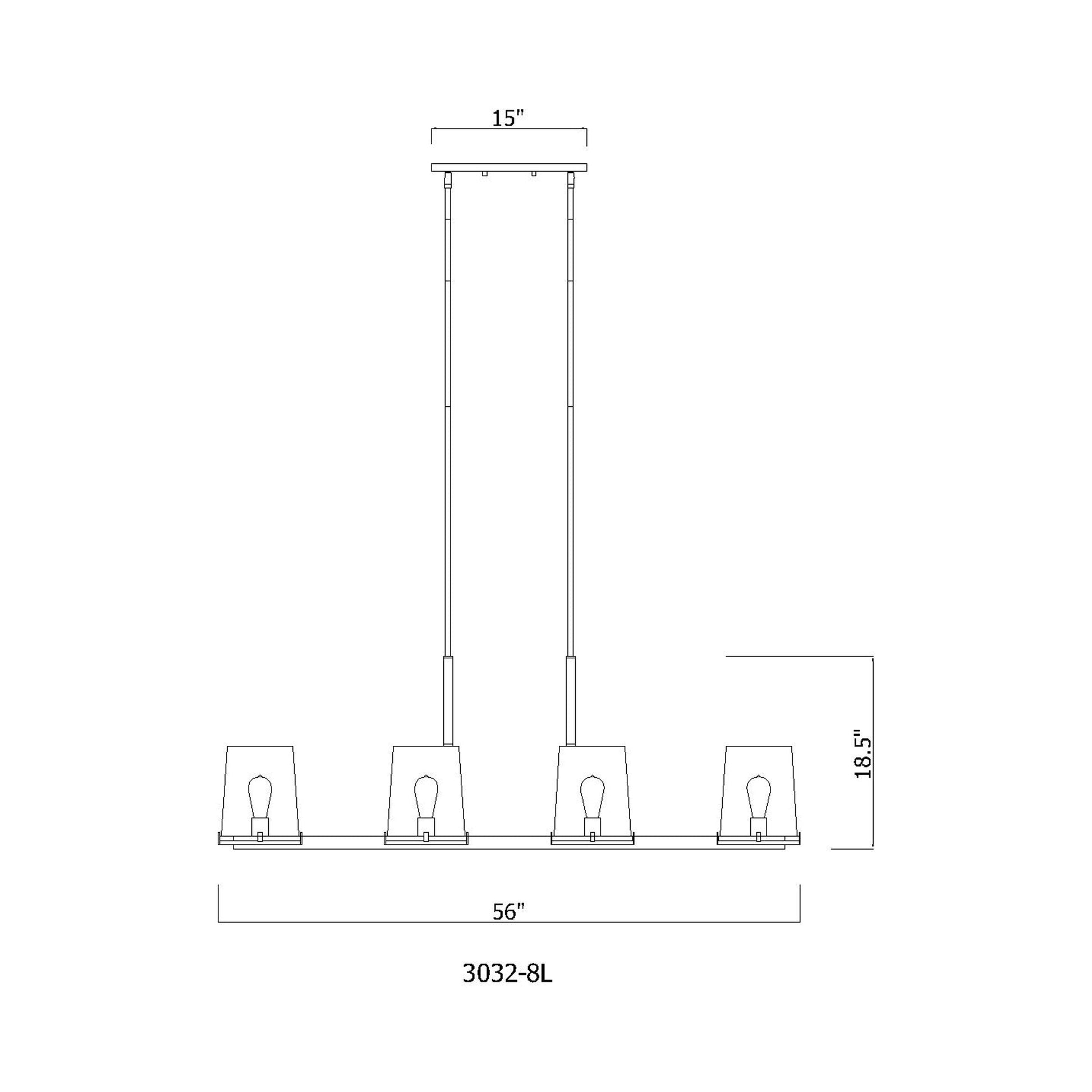 Callista Linear Chandelier - line drawing.