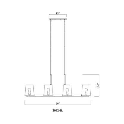 Callista Linear Chandelier - line drawing.