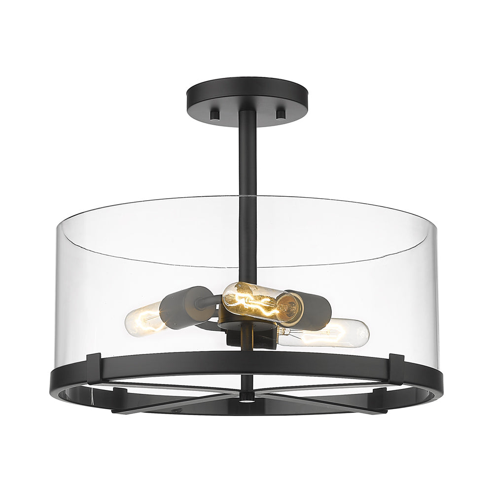 Callista Semi Flush Mount Ceiling Light in Matte Black.