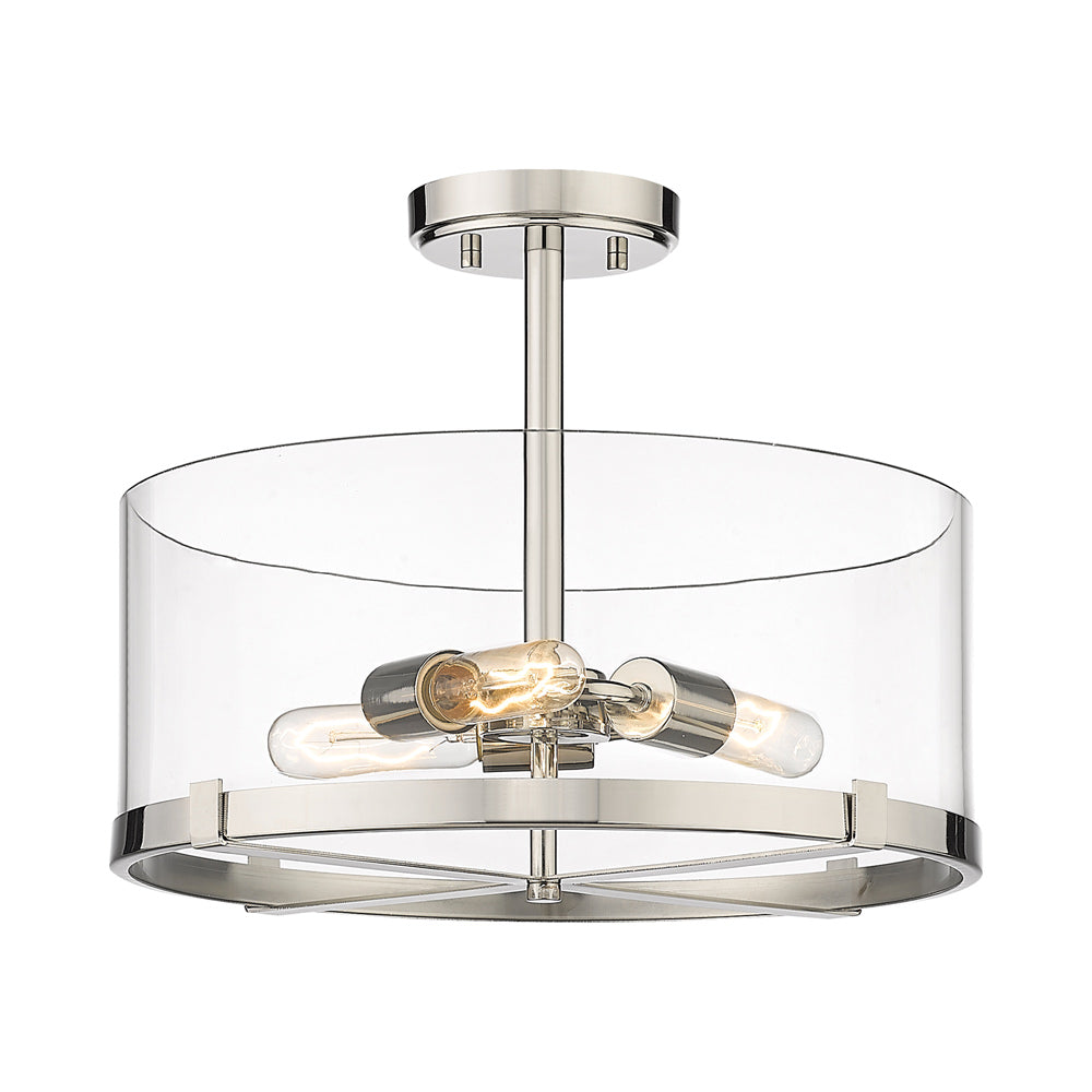 Callista Semi Flush Mount Ceiling Light in Polished Nickel.