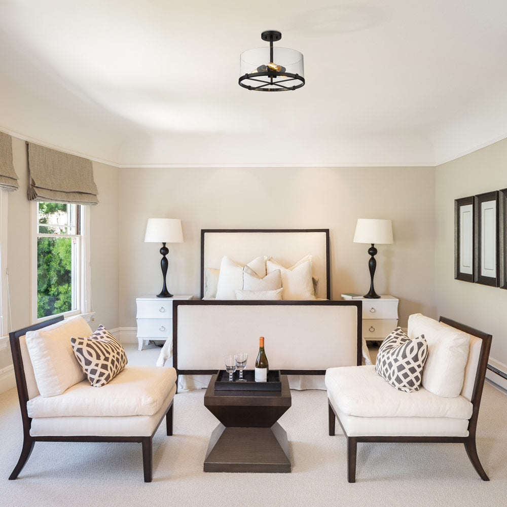 Callista Semi Flush Mount Ceiling Light in living room.