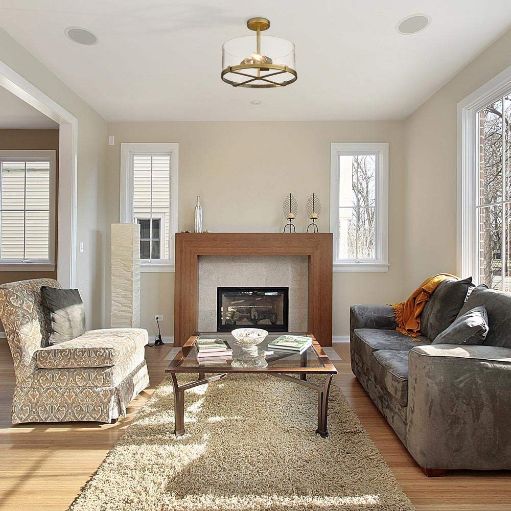Callista Semi Flush Mount Ceiling Light in living room.