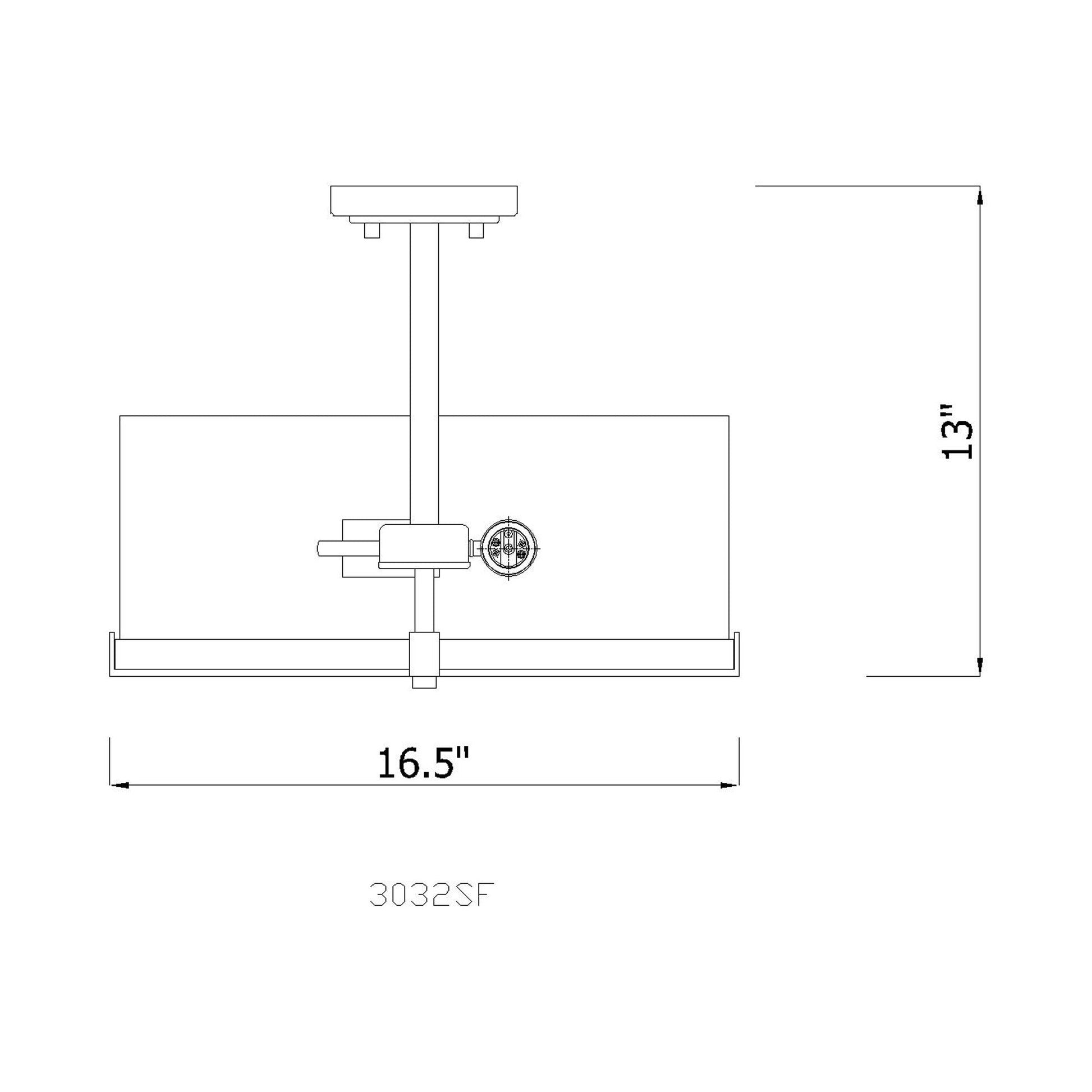 Callista Semi Flush Mount Ceiling Light - line drawing.