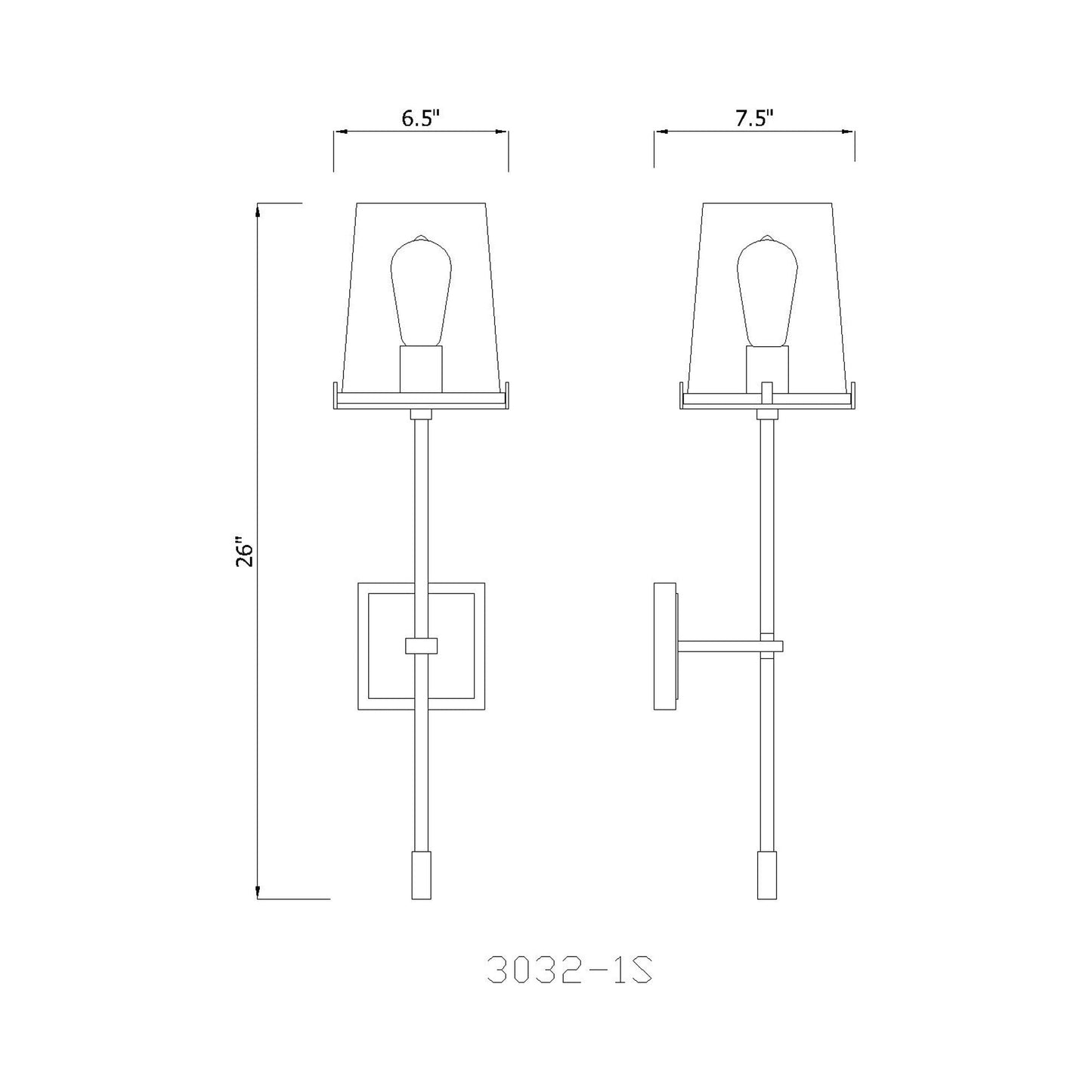 Callista Wall Light - line drawing.