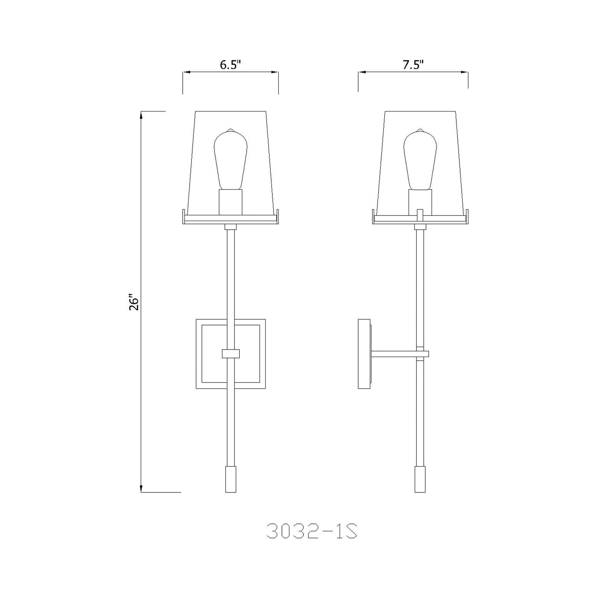 Callista Wall Light - line drawing.