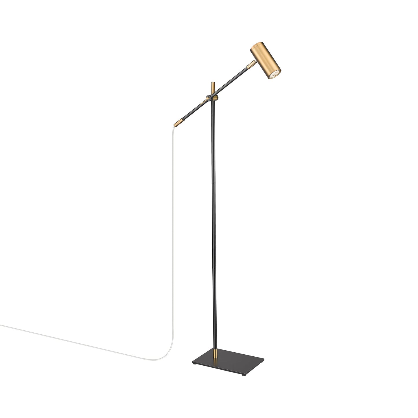 Calumet Floor Lamp in Matte Black/Olde Brass.