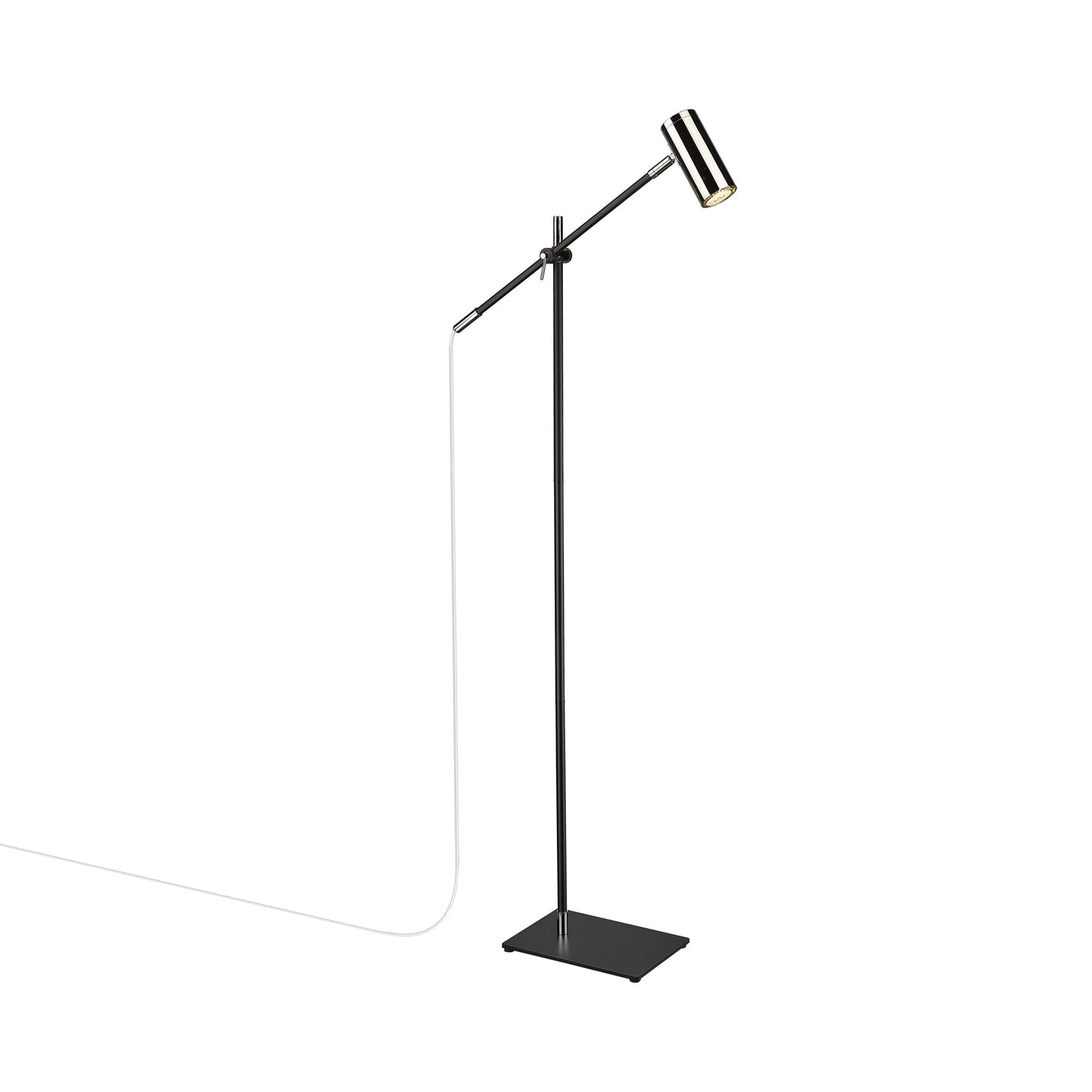 Calumet Floor Lamp in Matte Black/Polished Nickel.