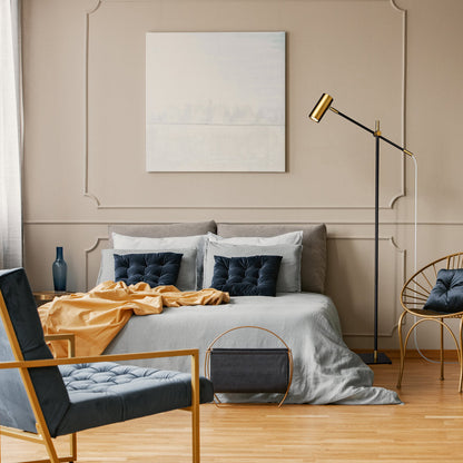 Calumet Floor Lamp in bedroom.