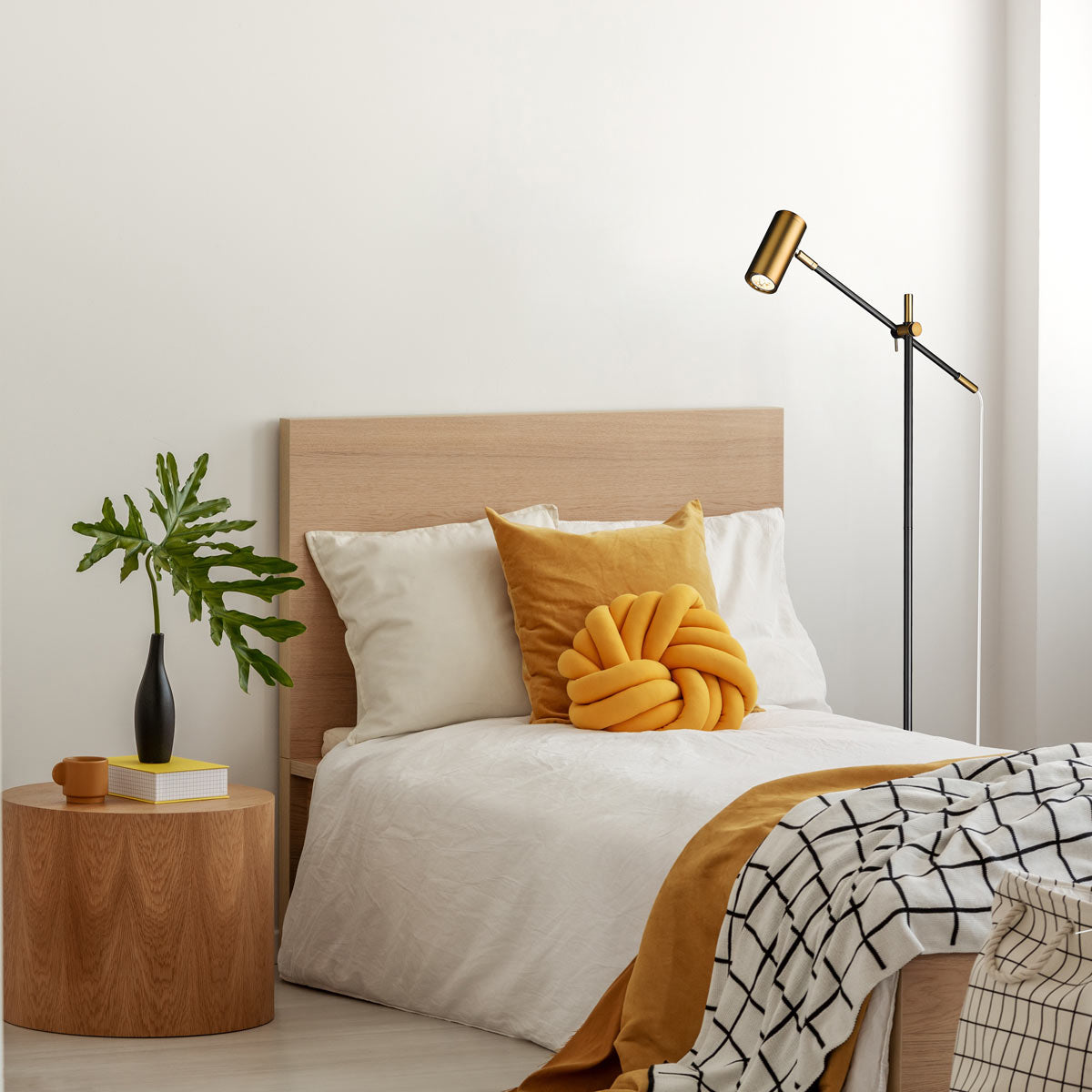 Calumet Floor Lamp in bedroom.