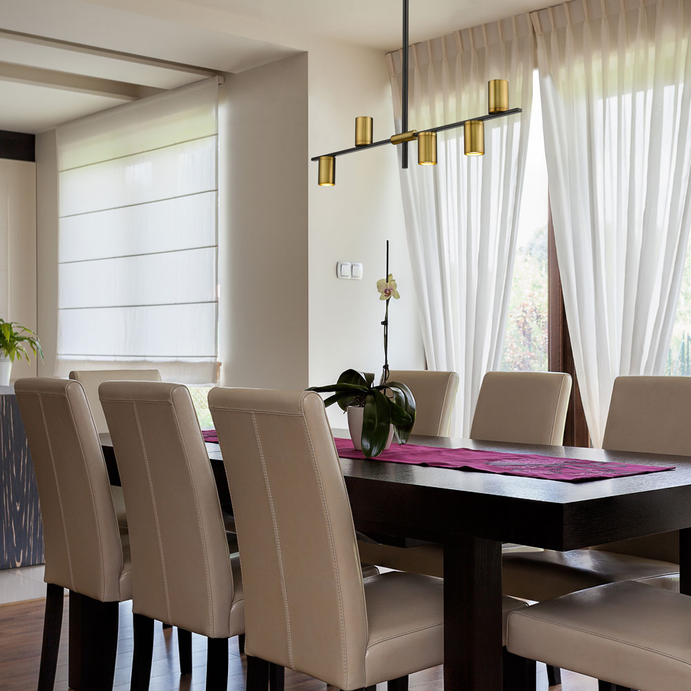 Calumet Linear Chandelier in dining room.