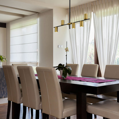Calumet Linear Chandelier in dining room.