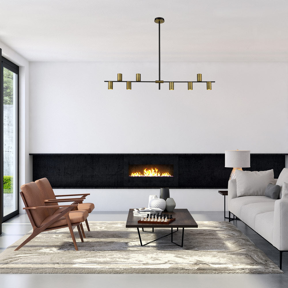 Calumet Linear Chandelier in living room.