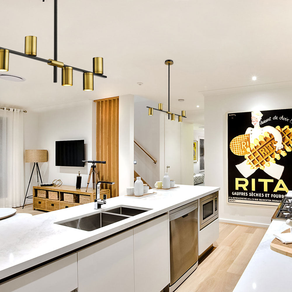 Calumet Linear Chandelier in kitchen.