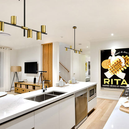 Calumet Linear Chandelier in kitchen.