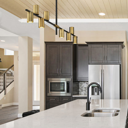 Calumet Linear Chandelier in kitchen.